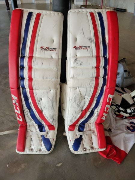 White Used Senior 36"+2 CCM Extreme Flex Pro Goalie Leg Pads