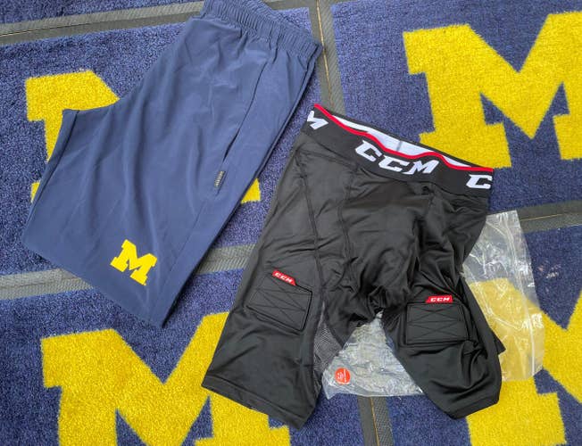 CCM jock shorts & Nike U Of M Warm Up Pants