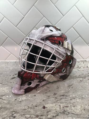 Brick Wall Red Used Bauer  NME 4 Senior Goalie Mask