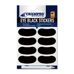 NEW Champro Sports Eye Black Stickers with white pencil Reduces Glare 1-pack 12 pairs