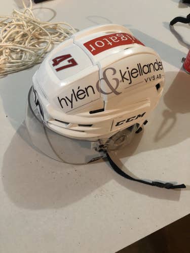 White Used Small CCM Pro Stock Helmet