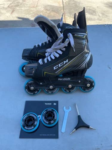 Sr. CCM 9060R Tacks with Marsblades Q1 Holders/Wheels 8.5D