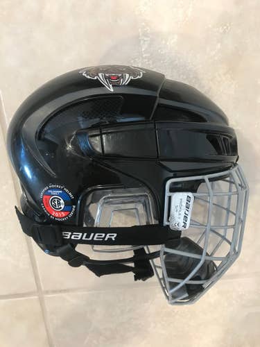 Black Used Small CCM Fitlite Helmet & Bauer Profile II Silver Cage