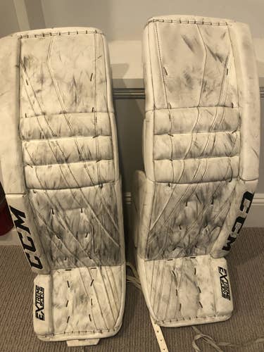 White Used Senior 35" + 2 CCM Goalie Leg Pads