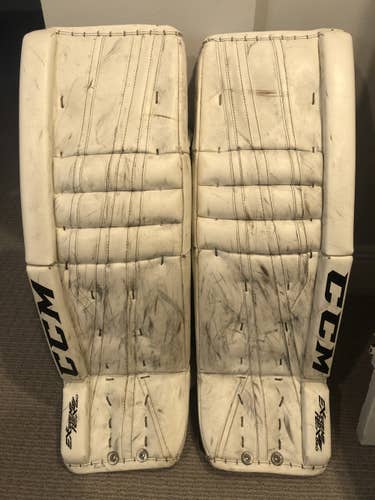 White Used Senior 34" + 2 CCM Goalie Leg Pads