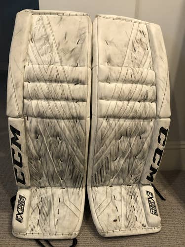 White Used Senior 34" + 2 CCM Goalie Leg Pads