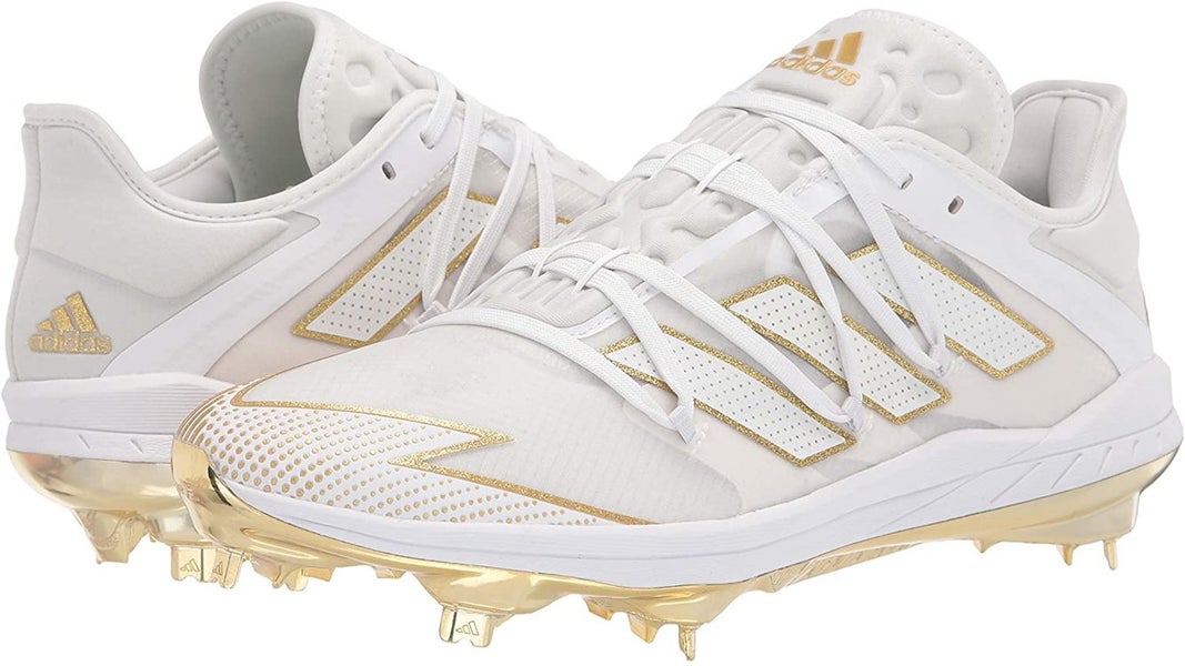 NEW Adidas Afterburner 7 Gold Baseball Cleats, White/Gold, Men's Size 11.5 EG5631