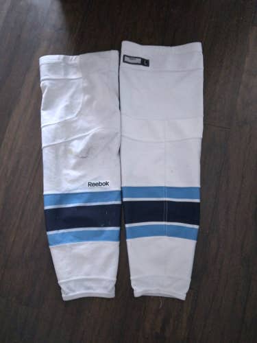 White Senior Used Large Reebok Socks Pro Stock