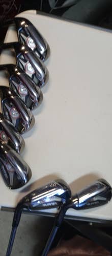 Used Men's TaylorMade Left Hand Burner Iron Set Stiff Flex Steel Shaft