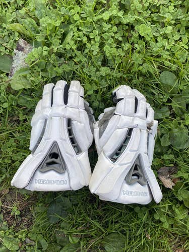 White Used Player's Maverik 12" Rome Lacrosse Gloves