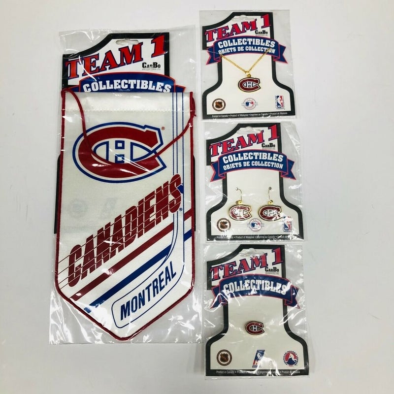 New Montreal Canadiens Memorabilia NHL Fan Pack Pin Banner Earring Set Necklace