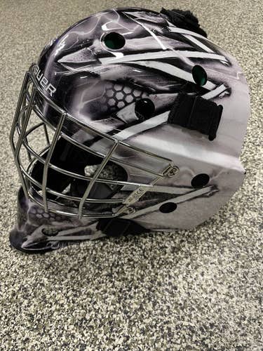 Black Junior Used Bauer NME 4 Goalie Mask Pro Stock