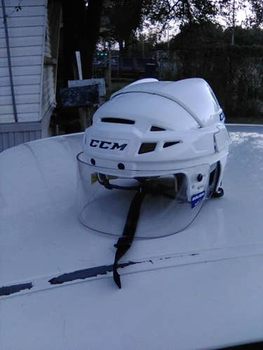 White New Small CCM Vector V08 Helmet