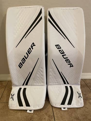 White Senior 32” Bauer Pro Stock Vapor 2X Pro Goalie Leg Pads