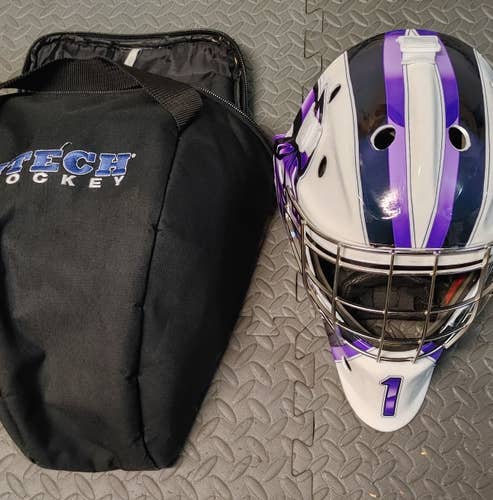 White Used Senior Itech/Bauer NME 7 Goalie Mask Fit2