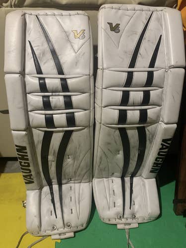 White Senior 34" Vaughn Pro Stock Velocity V6 Goalie Leg Pads