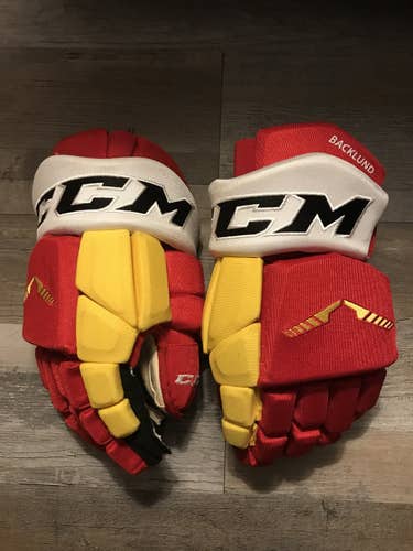 Used Calgary Flames CCM Gloves 14" Pro Stock