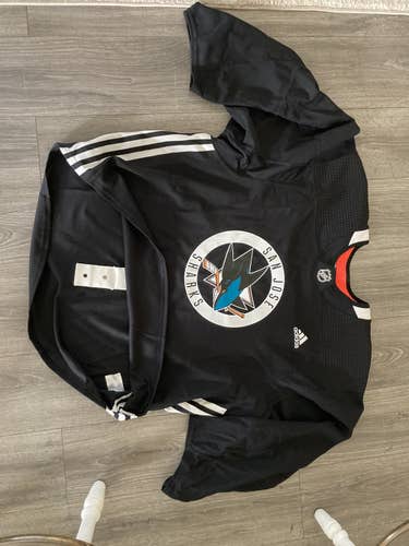 San Jose Sharks Goalie Cut Adidas Jersey 58G