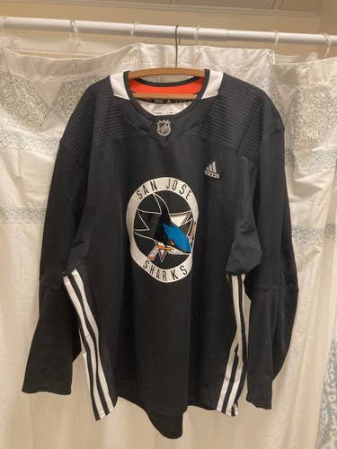 San Jose Sharks 58+ Black Goalie Cut Adidas Jersey