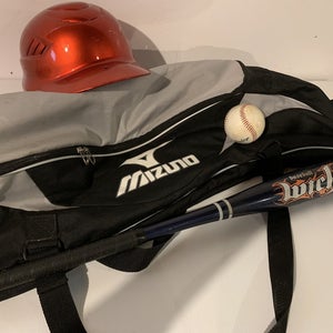 Little league bag, bat and helmet