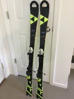 Used 2019 Fischer RC4 WC SL Jr skis, 130cm with Head Evo 9 bindings, $85 or best offer