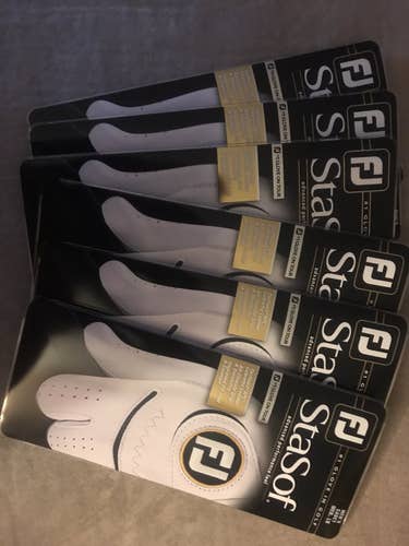 6 White Men's Footjoy StaSof GlovesMedium/Large Cadet