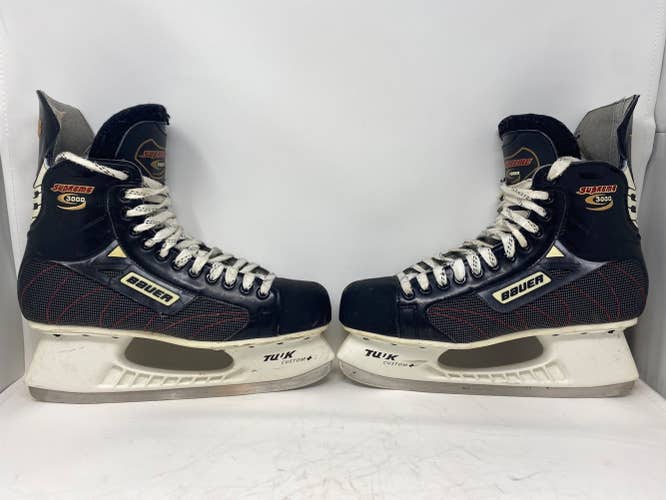 Senior Bauer Wide Width Size 13 Supreme 3000 Hockey Skates With Free Sharpening