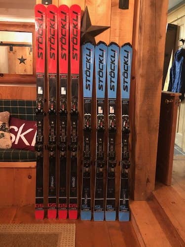 Used Men's 2020 Stockli Racing LASER GS FIS Skis With Bindings Max Din 18