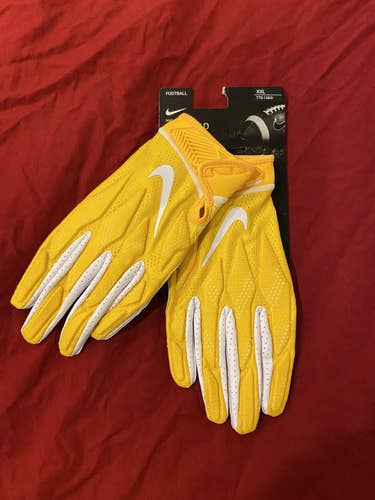 NFL Nike Yellow / Gold Superbad XXL Football Gloves - NEW