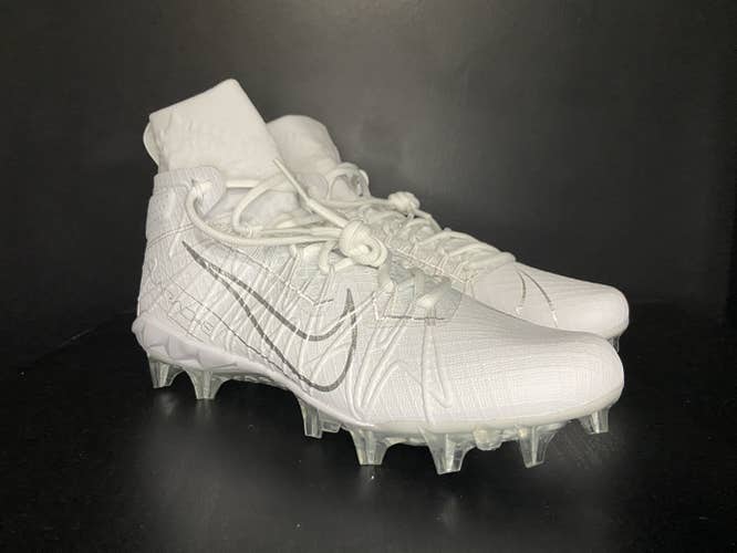 New Nike Alpha Huarache 7 Elite Mens Lacrosse Cleat SZ 9.5 White Silver CJ0224-106