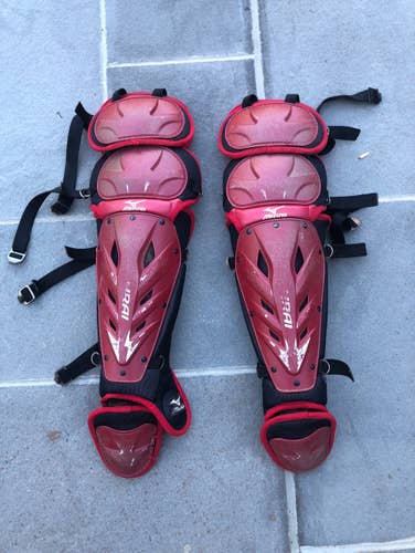 Red Adult Mizuno Samurai Catcher's Leg Guard