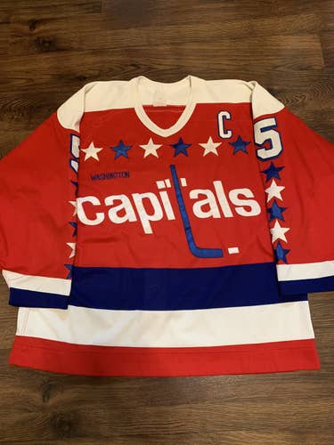 CCM Langway Washington Capitals Authentic Hockey Jersey Red Away 54