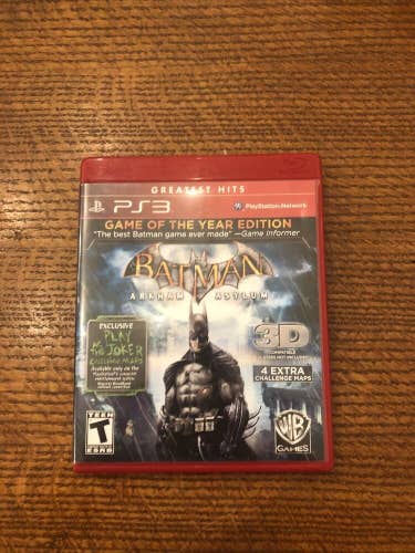 Batman: Arkham Asylum - Game of the Year Greatest Hits (PlayStation 3 PS3, 2010)