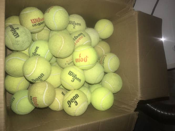 50 Assorted Used Wilson Tennis Balls (Wilson, Penn, YONEX)