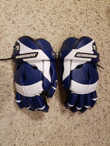 Blue Used Player's Warrior Mercury Lacrosse Gloves 13"