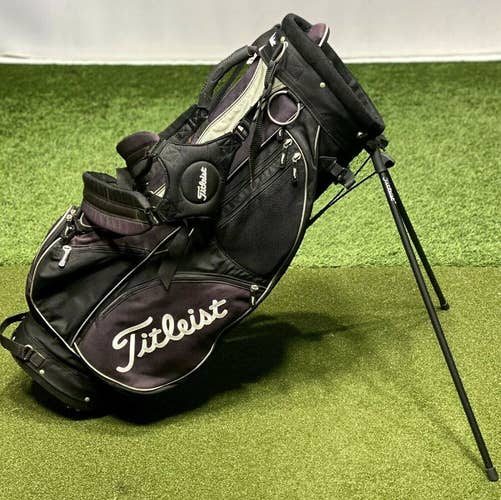 Titleist Double Strap Carry Stand Golf Bag Black/Purple 7-Way Divider #2256