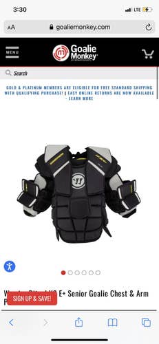 Used Small Warrior Ritual Goalie Chest Protector