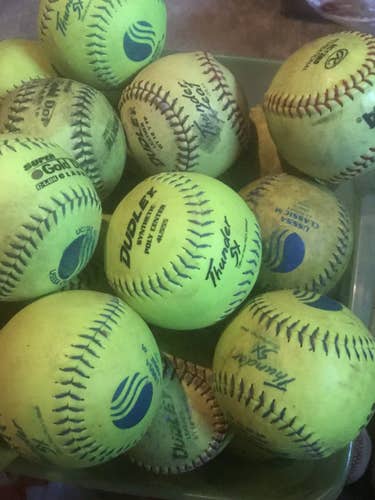 15 Softballs Assorted Brands (Dudley, Rawlings, Wilson, Worth)