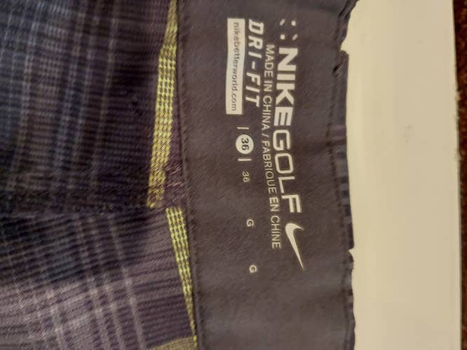 REDUCED — Gently Used Black with Lime Green Plaid Men's Adult Size 36 Nike Wicking Golf Shorts