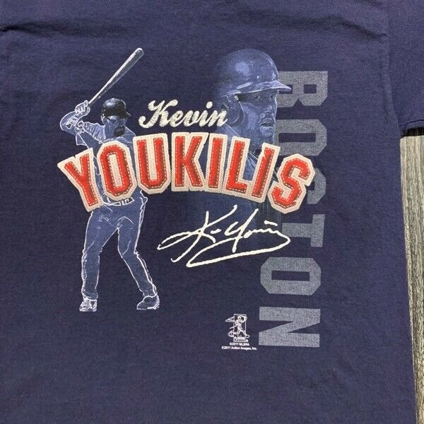 Boston Red Sox Shirt Boys Large Kevin Youkilis Blue Red White MLB Baseball  Youth