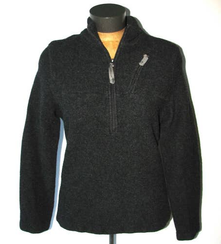 Ibex Women's Charcoal Black 100% Merino Wool 1/2-Zip Pullover Sweater-Size Large