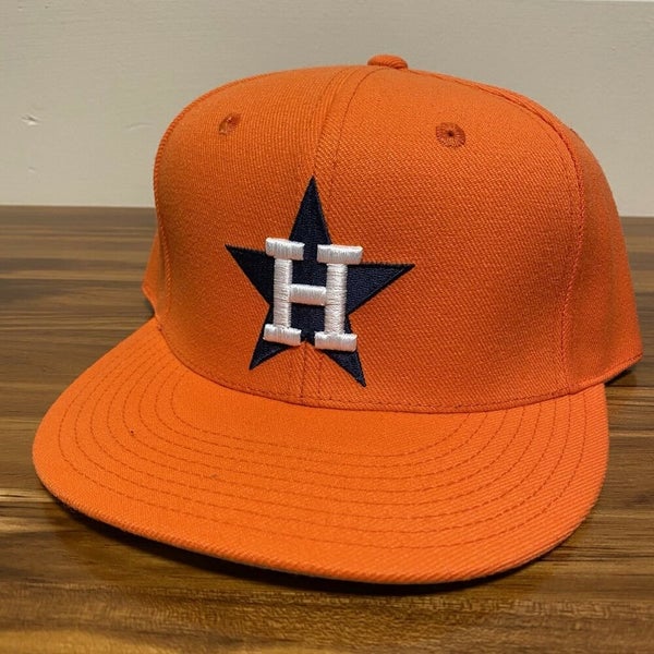 Houston Astros Hat Baseball Cap Fitted 7 1/2 Mitchell Ness Orange