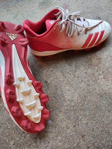 Red Used Adult Kid's Size 7.5 (Women's 8.5) Molded Cleats Adidas
