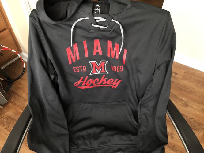 Miami (OH) Hockey Size Large Adidas Hooded Sweatshirt