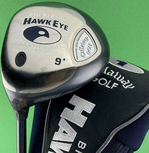 Callaway Big Bertha Hawkeye VFT Titanium Driver 9* Firm LEFT Hand w/ Cover #2256