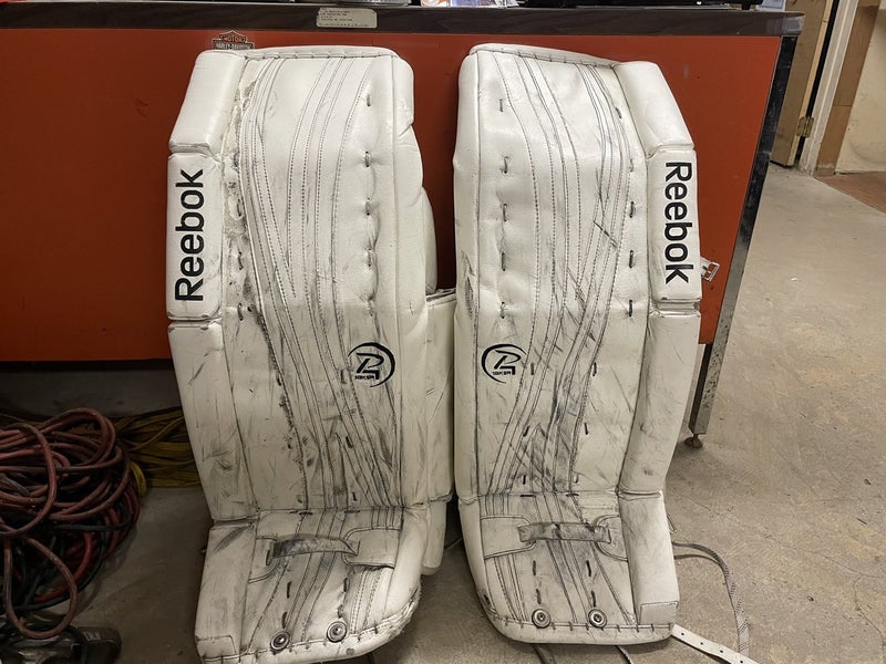 White Senior 35" Reebok Premier 4 18K Goalie Leg Pads