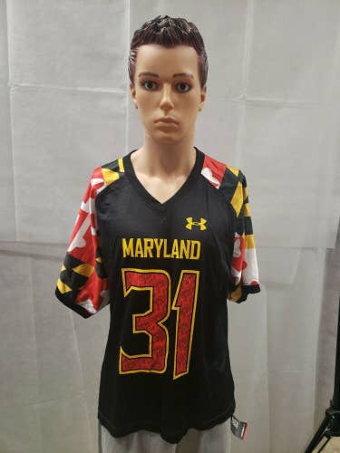 NWT University of Maryland Under Armour Football Jersey Black Youth L NCAA