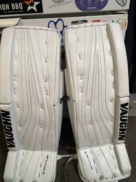 White Intermediate 30+2” Vaughn Ventus SLR Goalie Leg Pads