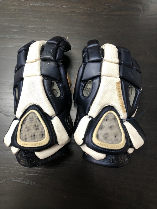 Blue Used Player's Maverik Lacrosse Gloves 12"