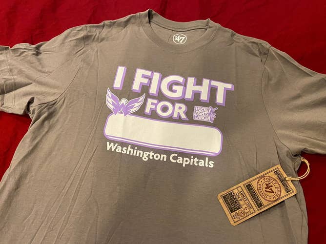 NHL Washington Capitals '47 Brand Hockey Fights Cancer "I Fight For" T-Shirt Size Large * NEW